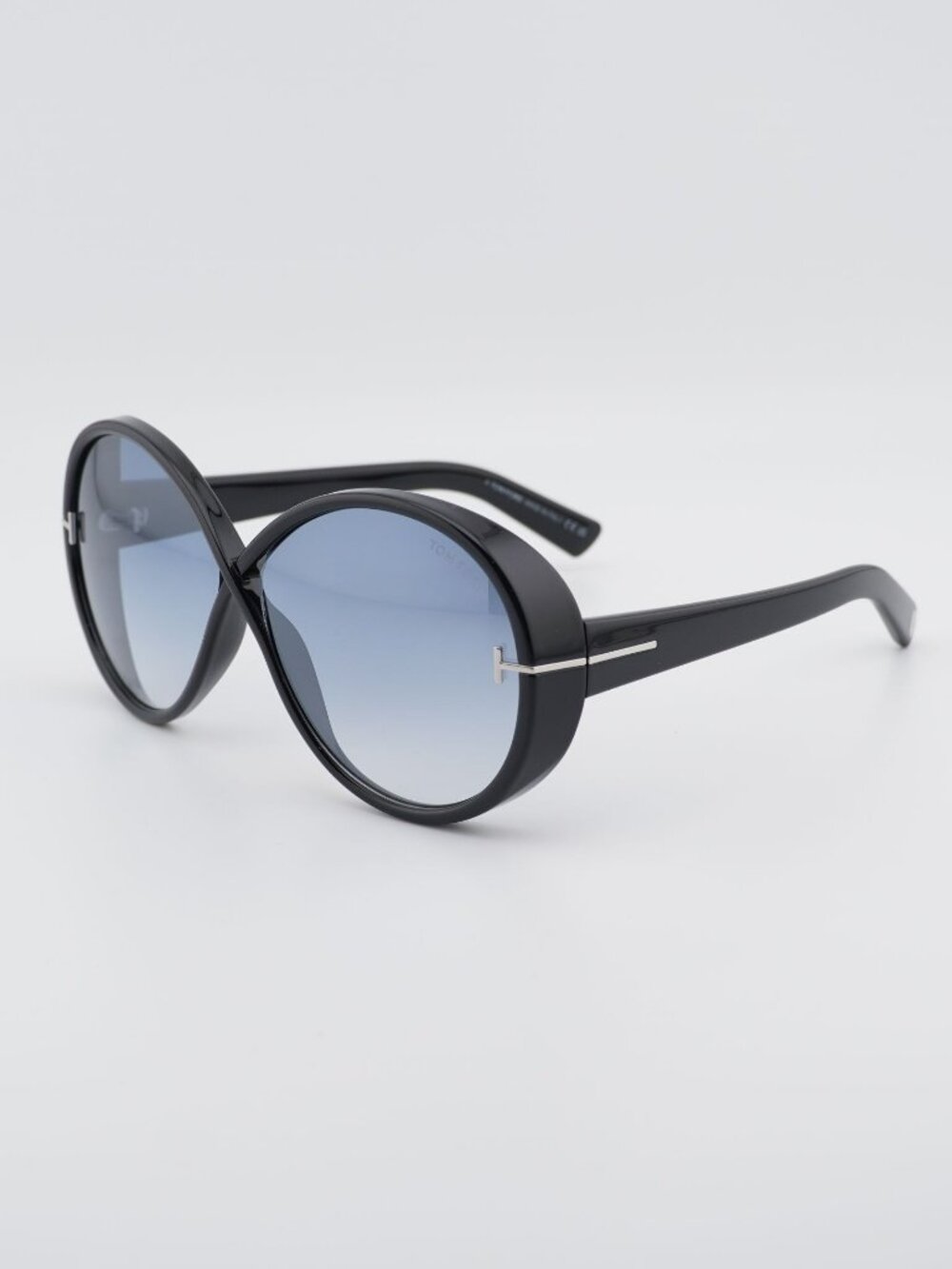Tom Ford Edie-02 FT1116 01X Sunglasses Black Oval Frame, Blue Mirror Lenses